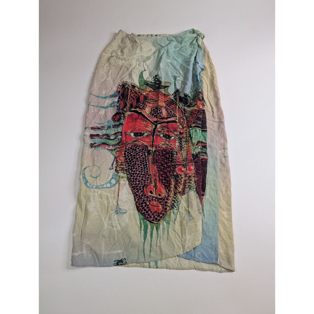 Jam's World Rare Limited Edition Mask Sarong Wrap Skirt Vtg L - Picture 2 of 11